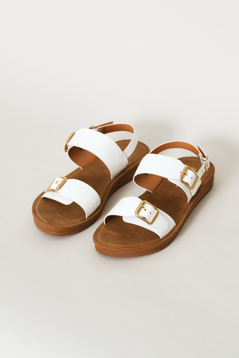 Croc Double Strap Slingback Sandal - White