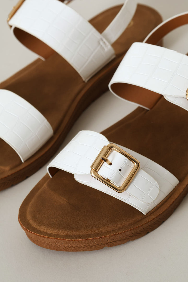 Croc Double Strap Slingback Sandal - White