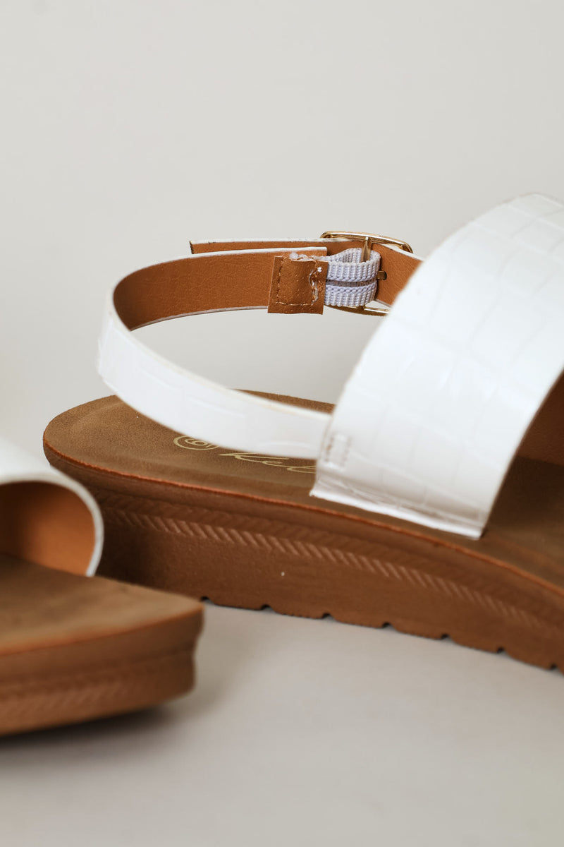 Croc Double Strap Slingback Sandal - White