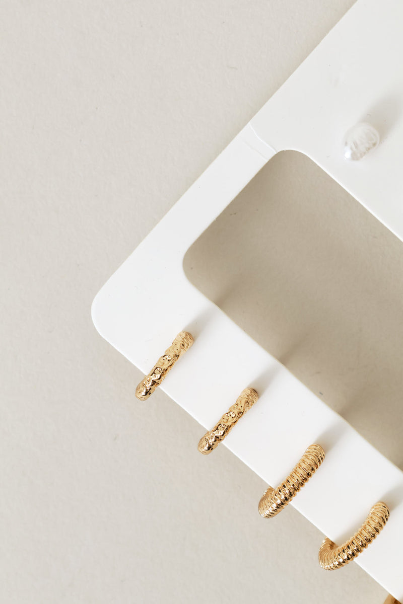 6 Pack Hoops & Stud Earrings - Gold