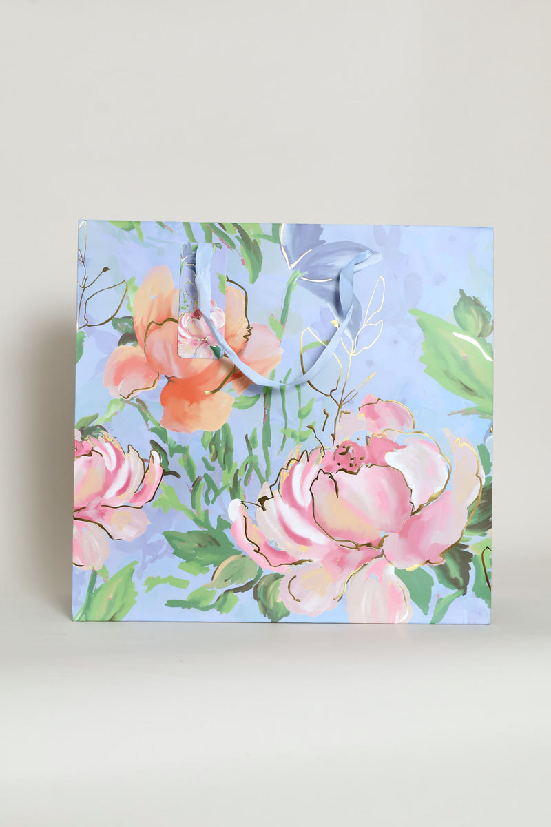 Gold Foil Floral Watercolour Gift Bag - Multi