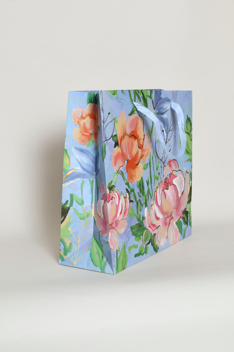 Gold Foil Floral Watercolour Gift Bag - Multi