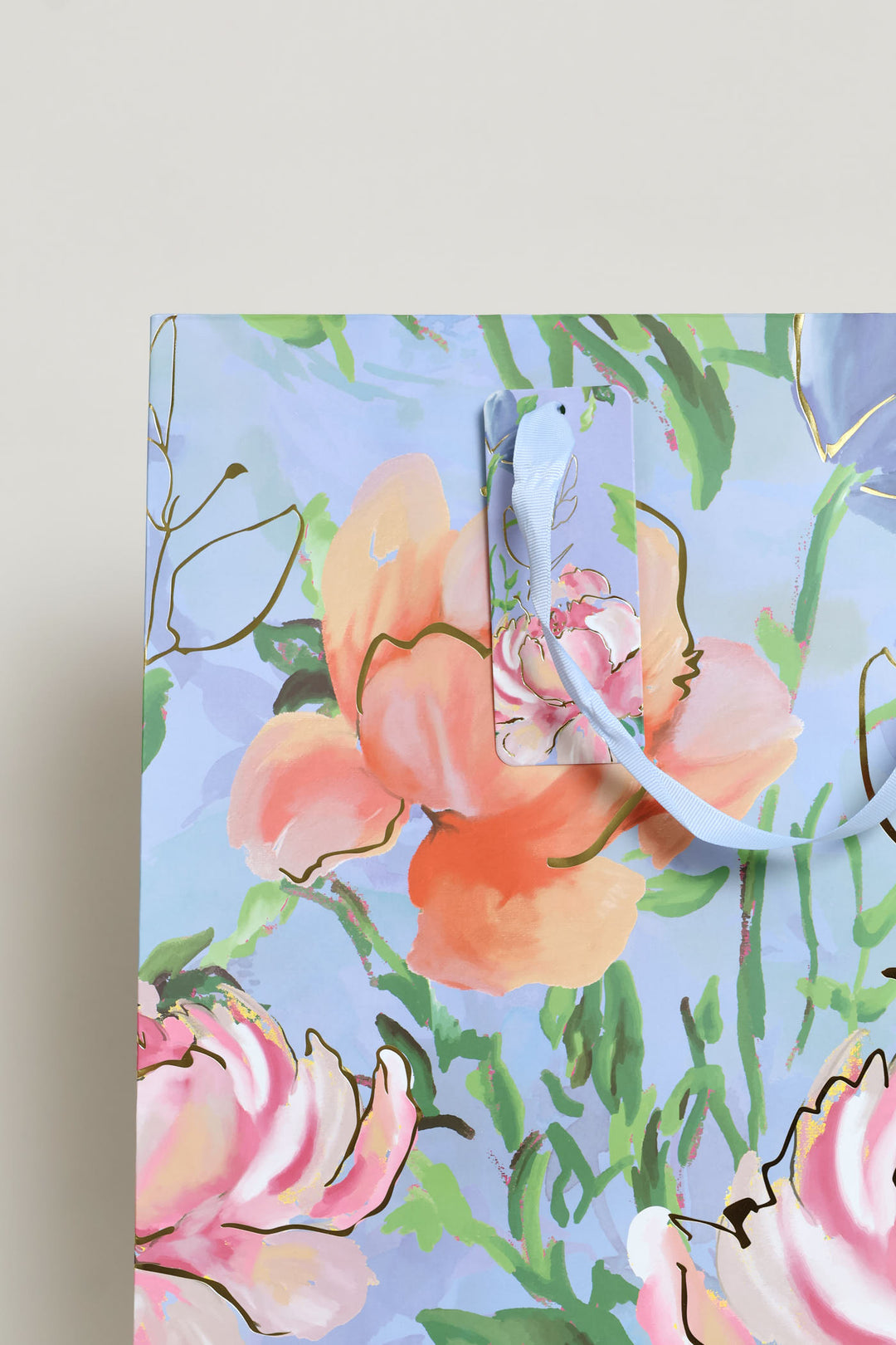 Gold Foil Floral Watercolour Gift Bag - Multi