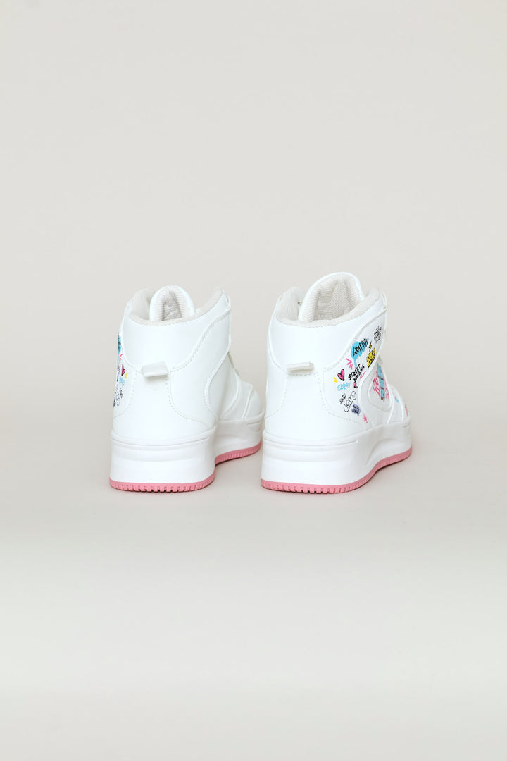 Girls Graffiti Hitop Sneaker - White