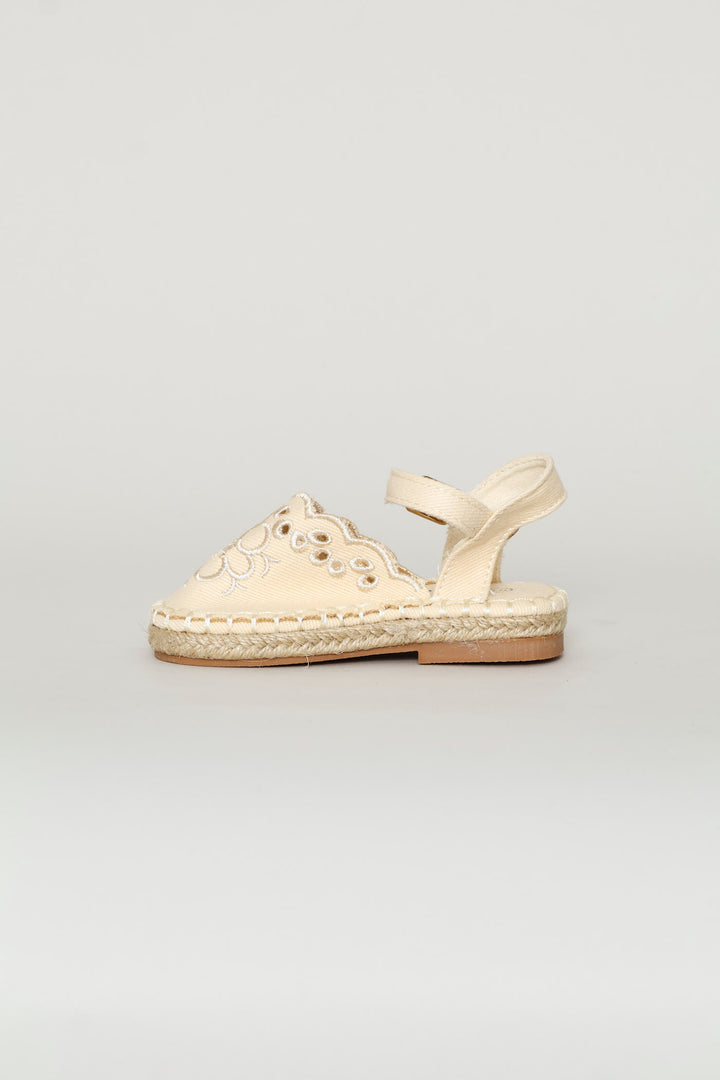 Keedo Girls Canvas Espadrille Sandal - Cream