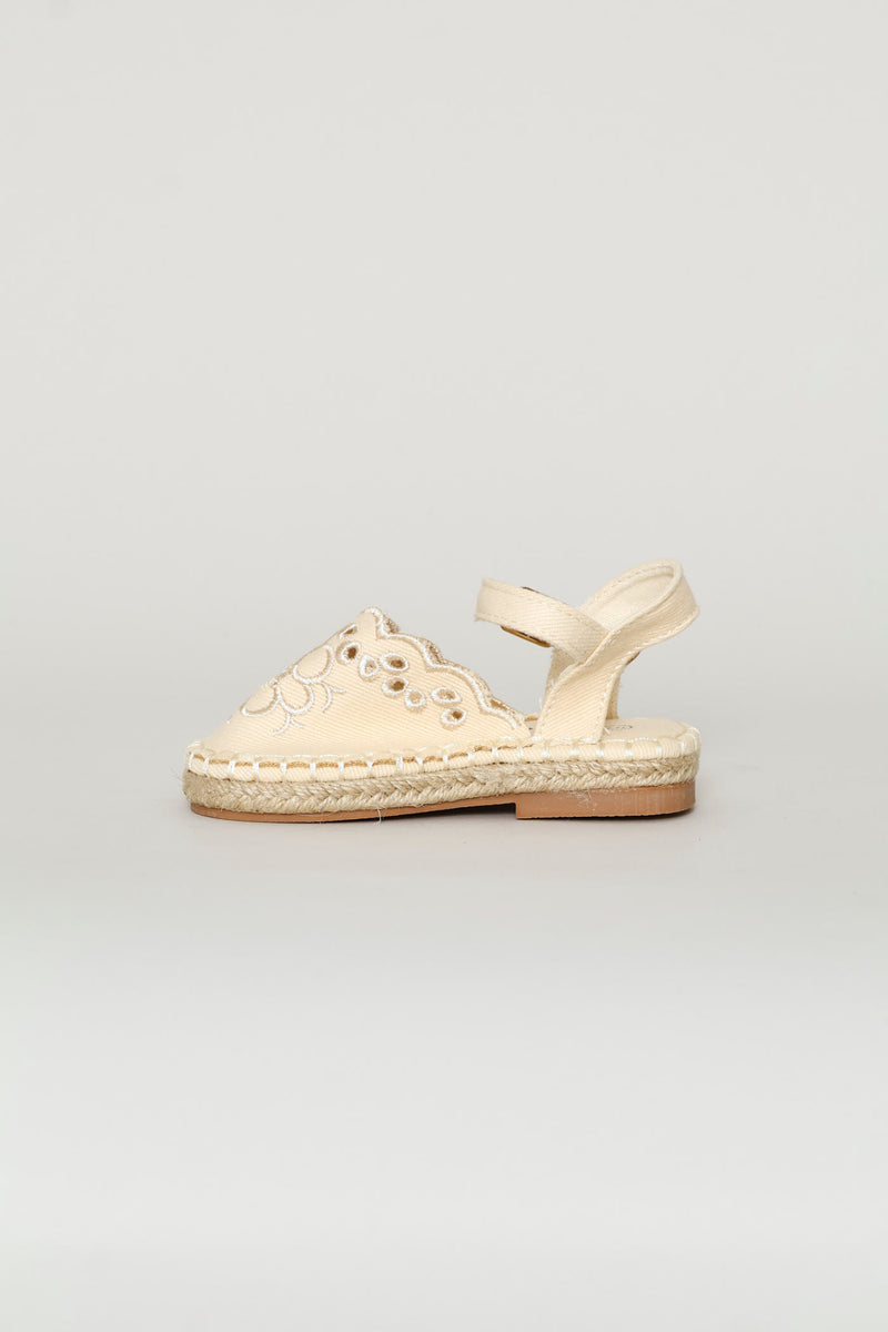 Keedo Girls Canvas Espadrille Sandal - Cream