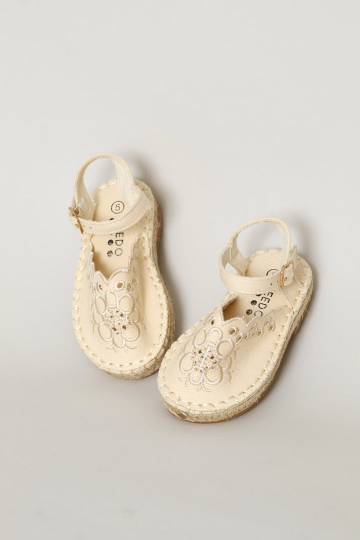 Keedo Girls Canvas Espadrille Sandal - Cream
