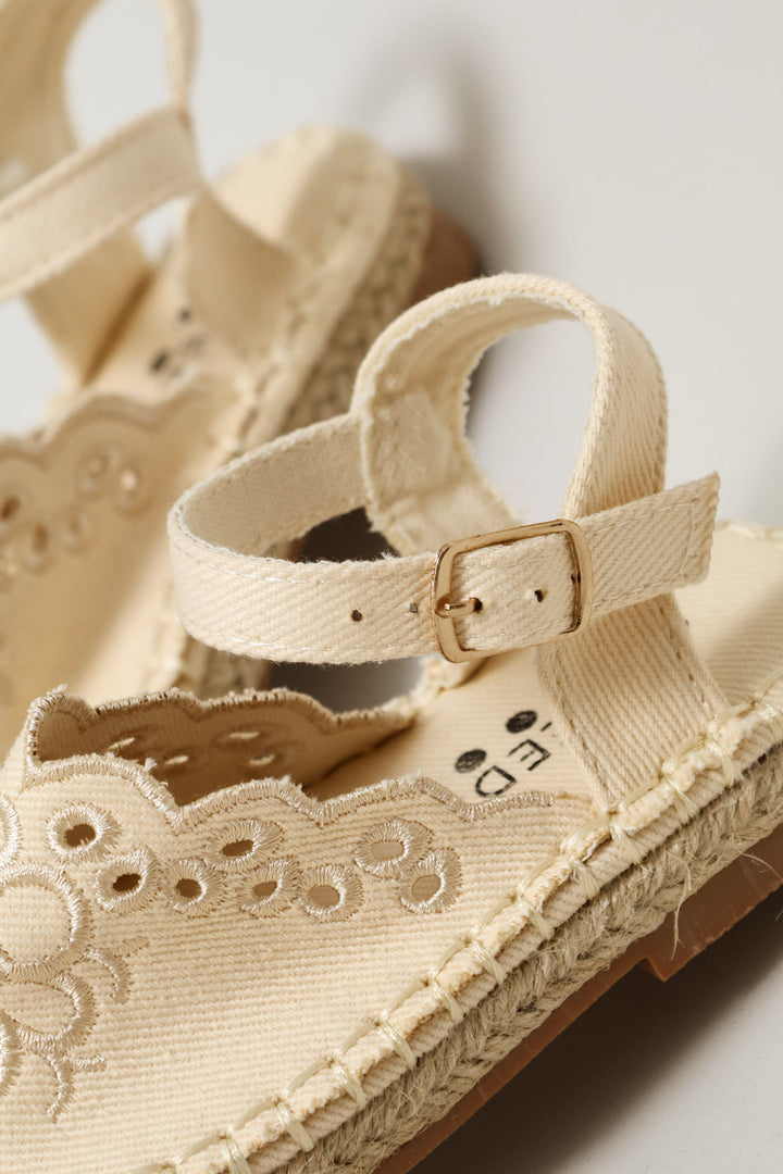 Keedo Girls Canvas Espadrille Sandal - Cream
