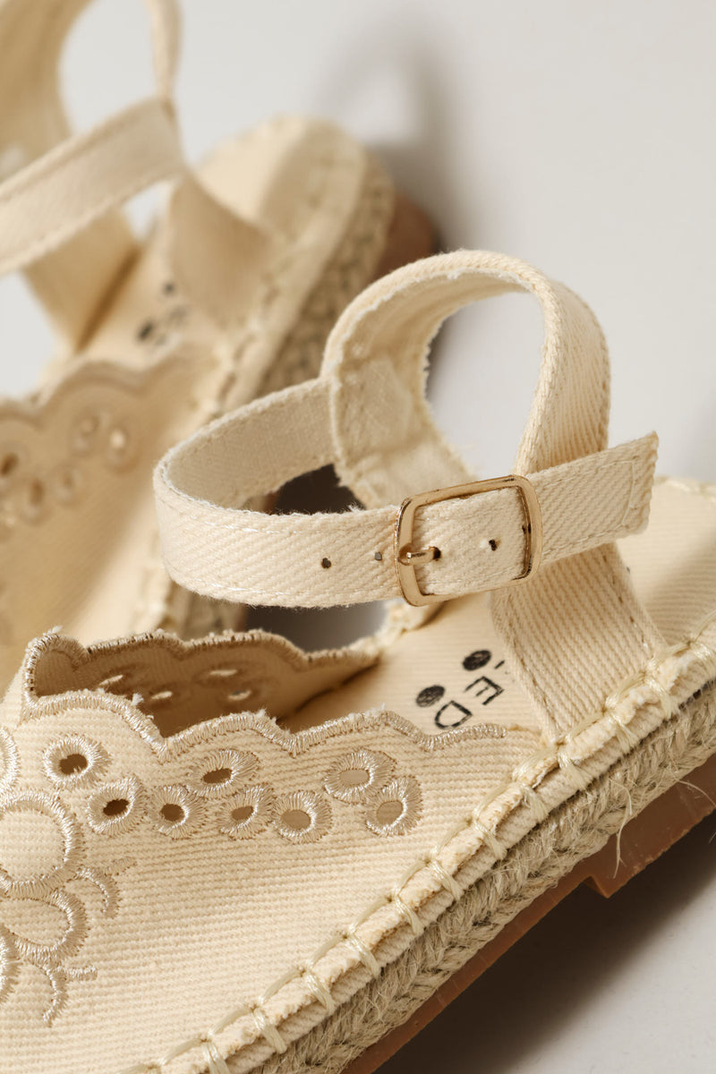 Keedo Girls Canvas Espadrille Sandal - Cream