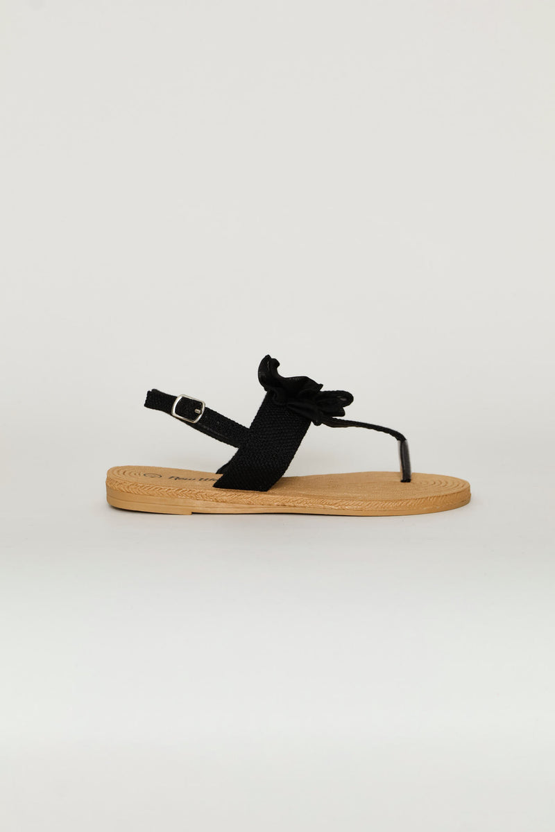 Girls Bow Eva Thong Sandal - Black