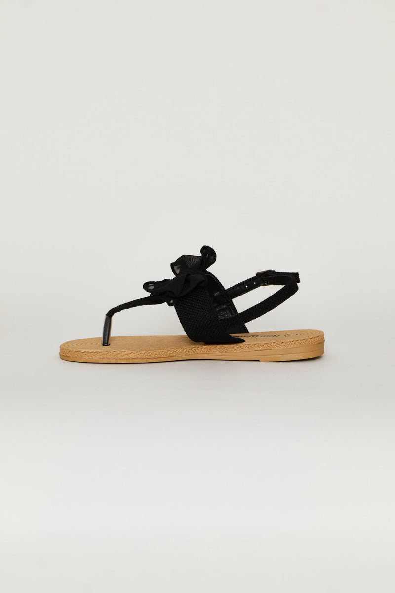 Girls Bow Eva Thong Sandal - Black