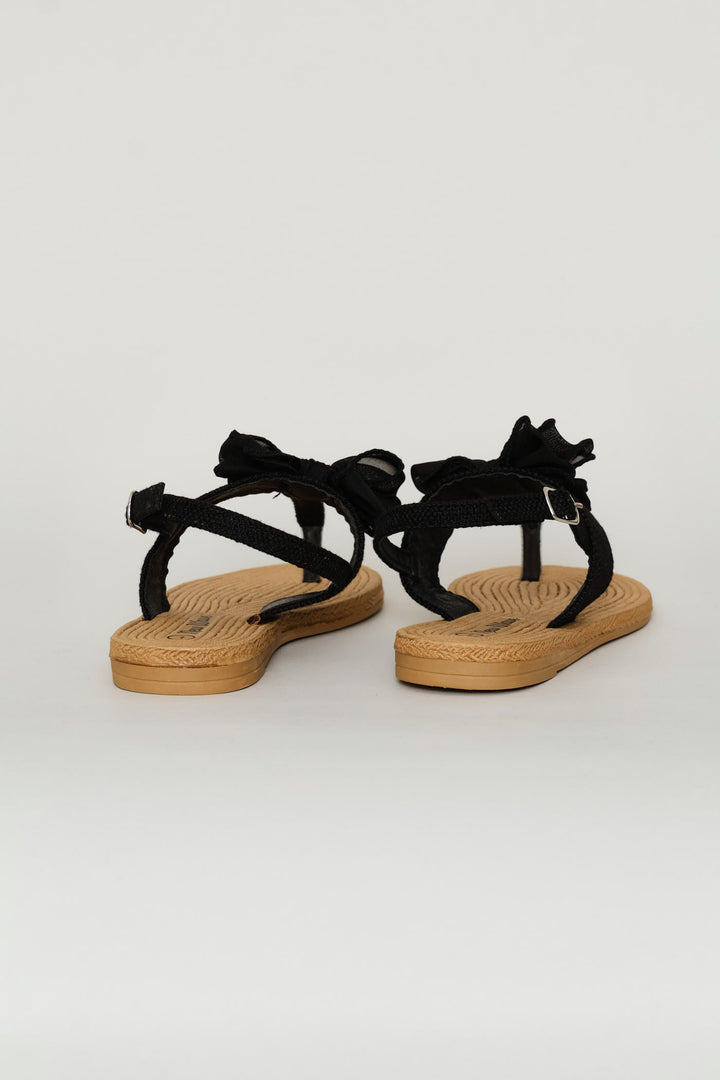 Girls Bow Eva Thong Sandal - Black