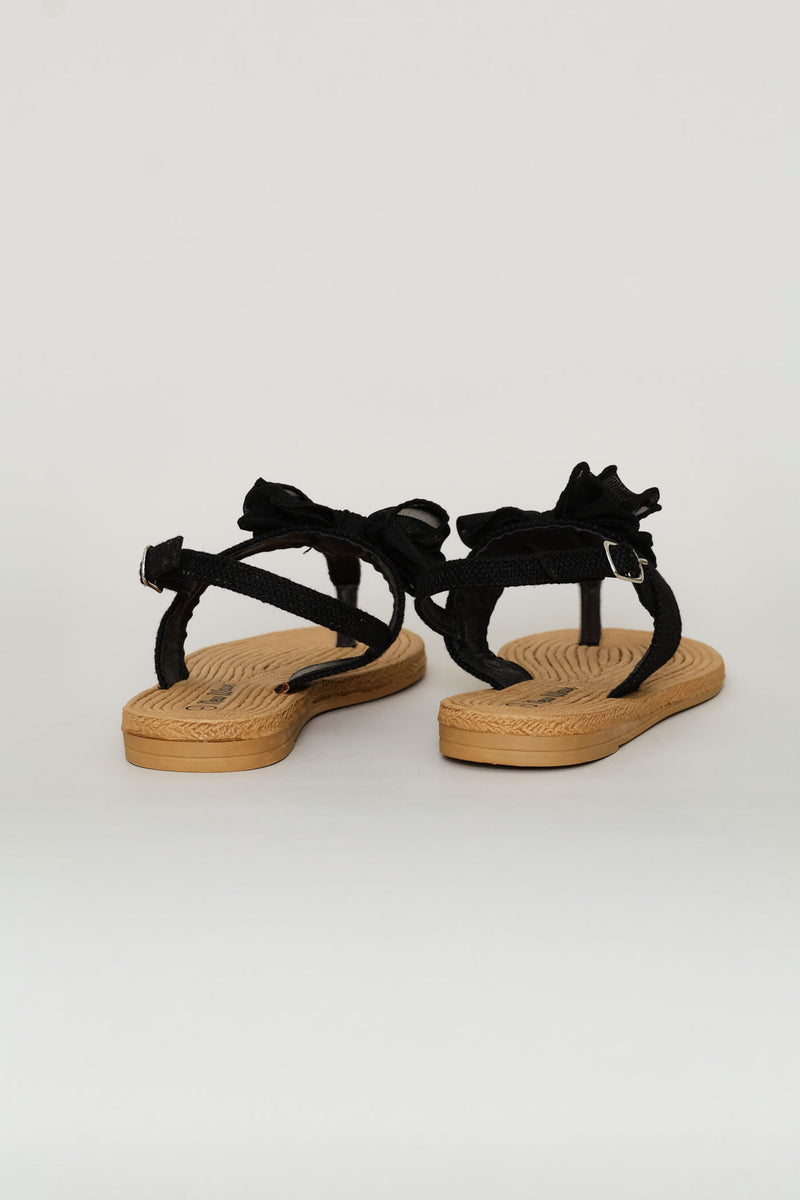 Girls Bow Eva Thong Sandal - Black