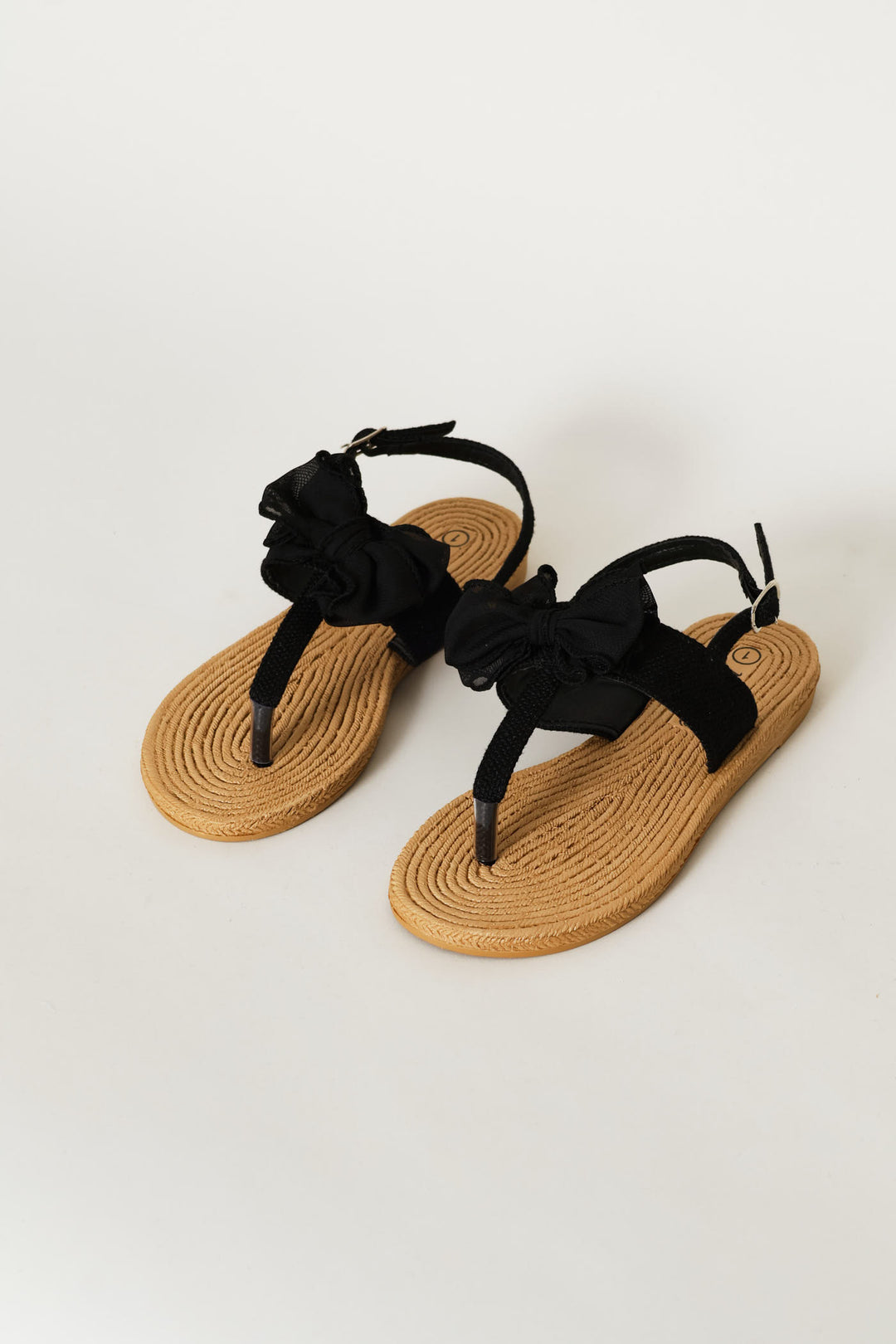 Girls Bow Eva Thong Sandal - Black