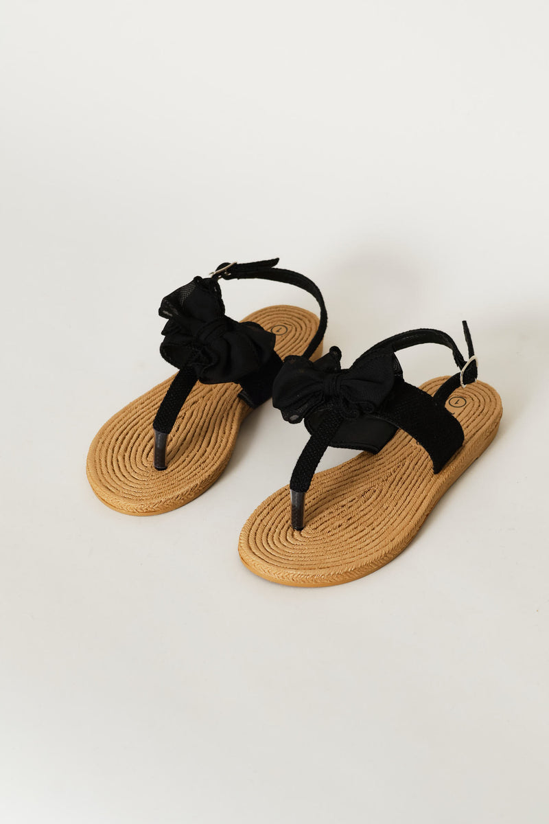 Girls Bow Eva Thong Sandal - Black