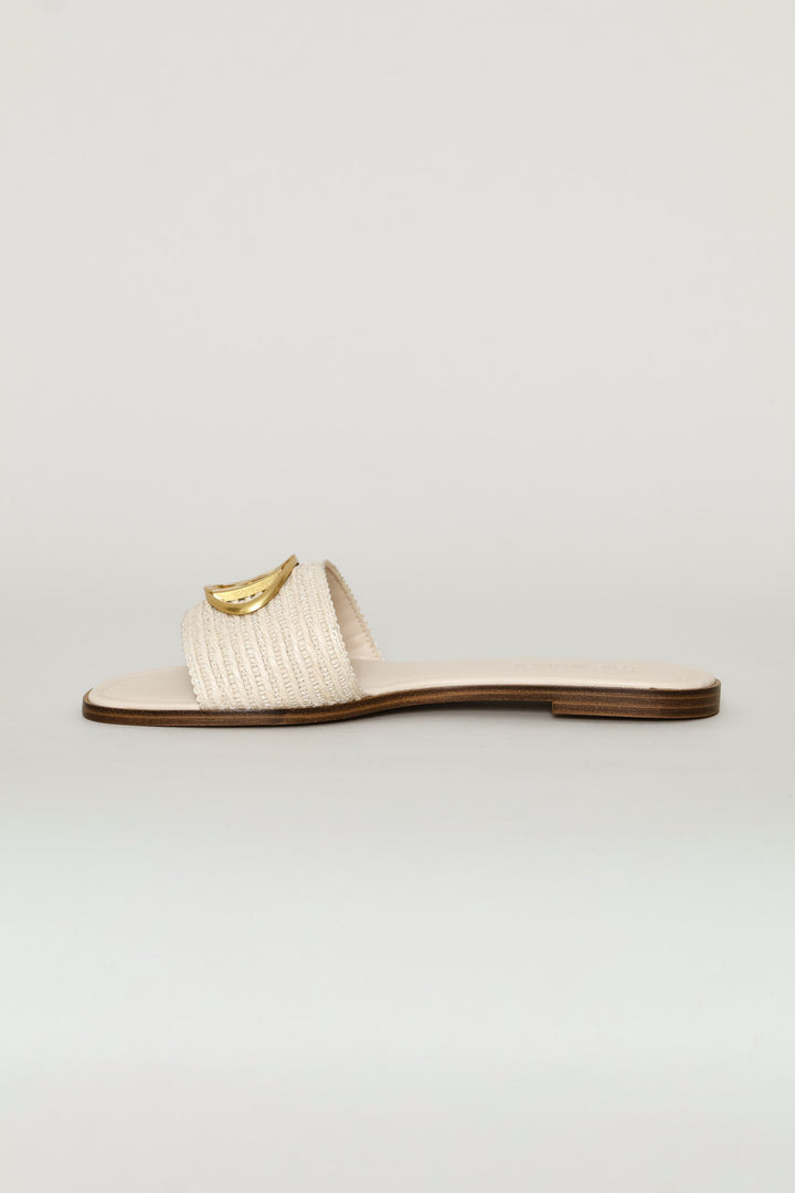 Logo Knit Sandal - Beige