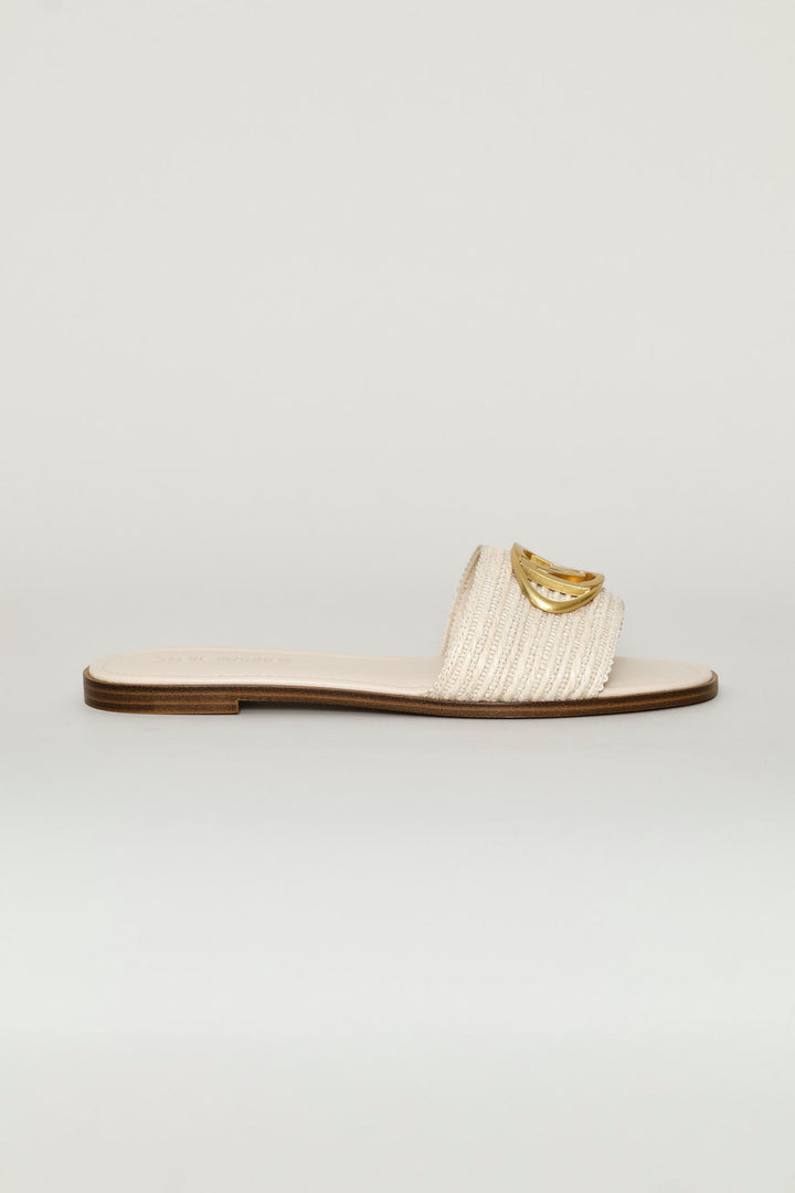 Logo Knit Sandal - Beige