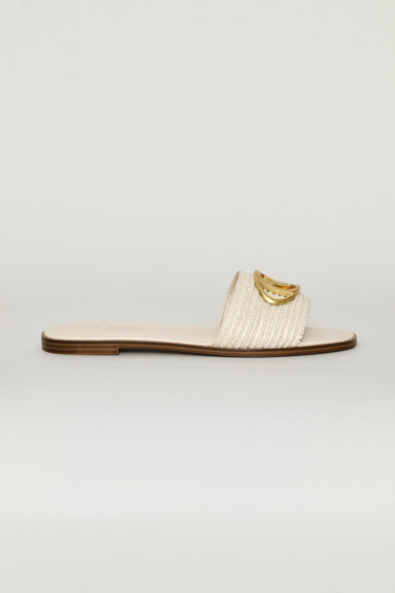 Logo Knit Sandal - Beige
