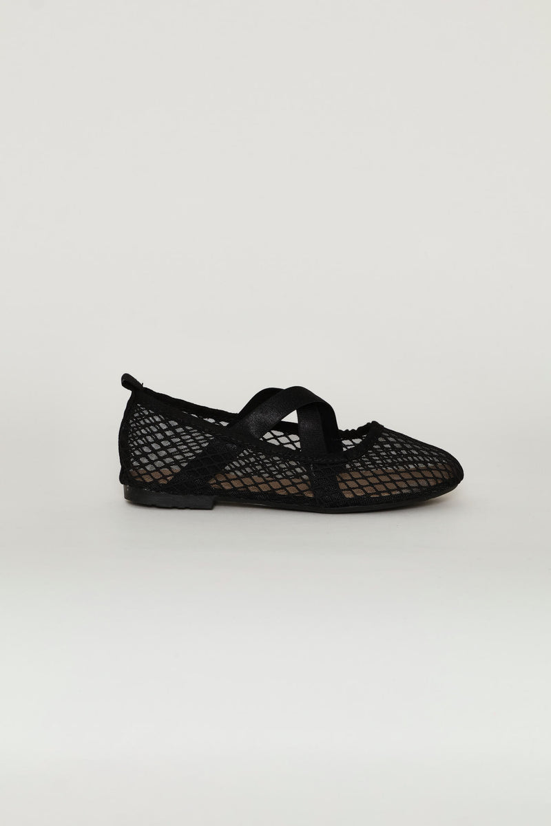 Girls Mesh Ballet Pump - Black