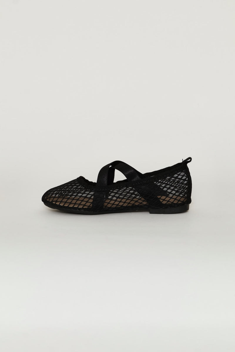 Girls Mesh Ballet Pump - Black