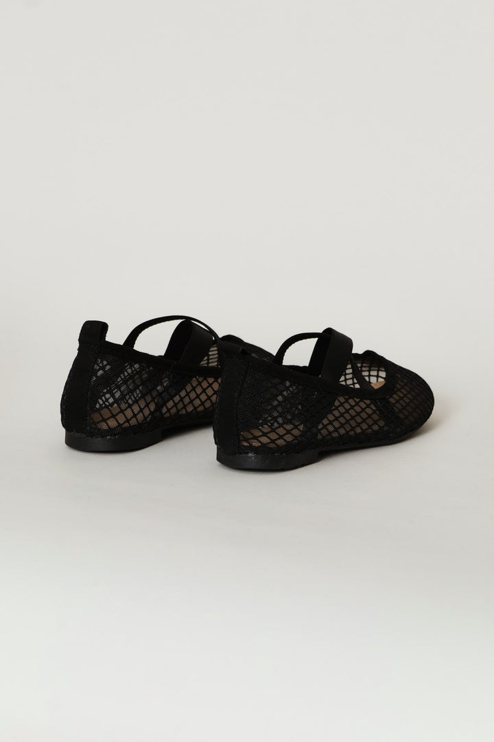 Girls Mesh Ballet Pump - Black