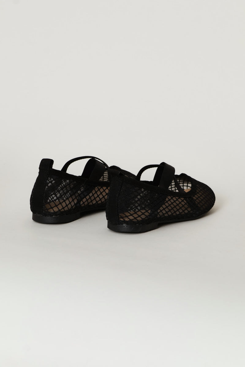 Girls Mesh Ballet Pump - Black
