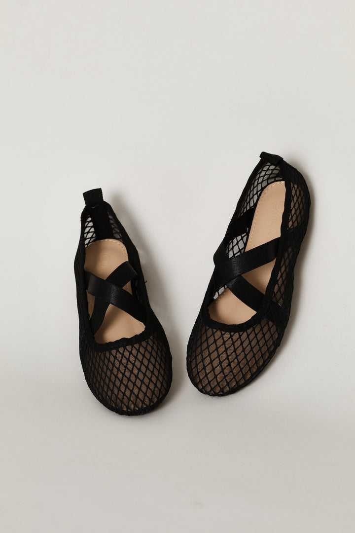 Girls Mesh Ballet Pump - Black
