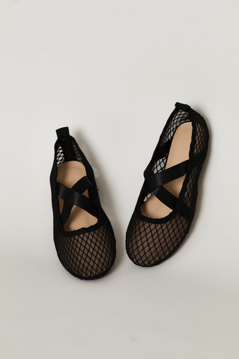 Girls Mesh Ballet Pump - Black