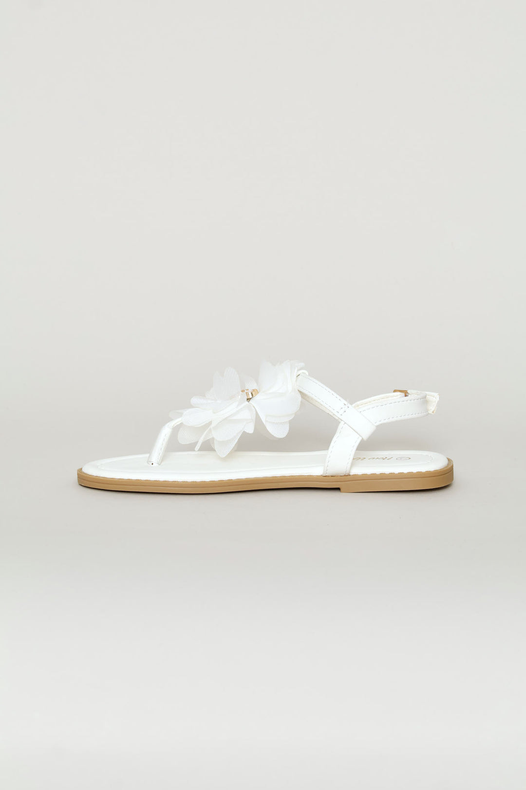 Girls Flower Thong Sandal - White