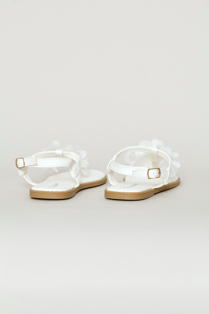 Girls Flower Thong Sandal - White