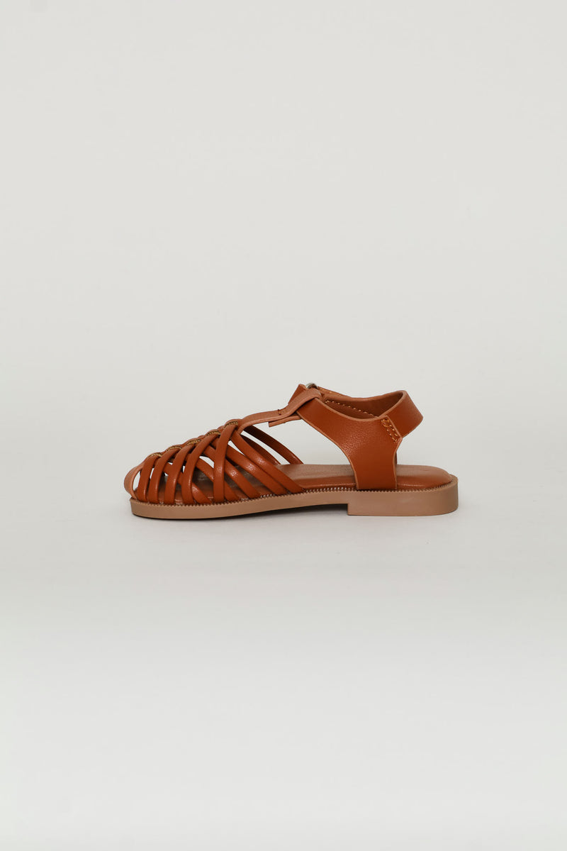 Pre-Girls Multi Strap Fisherman Sandal - Tan
