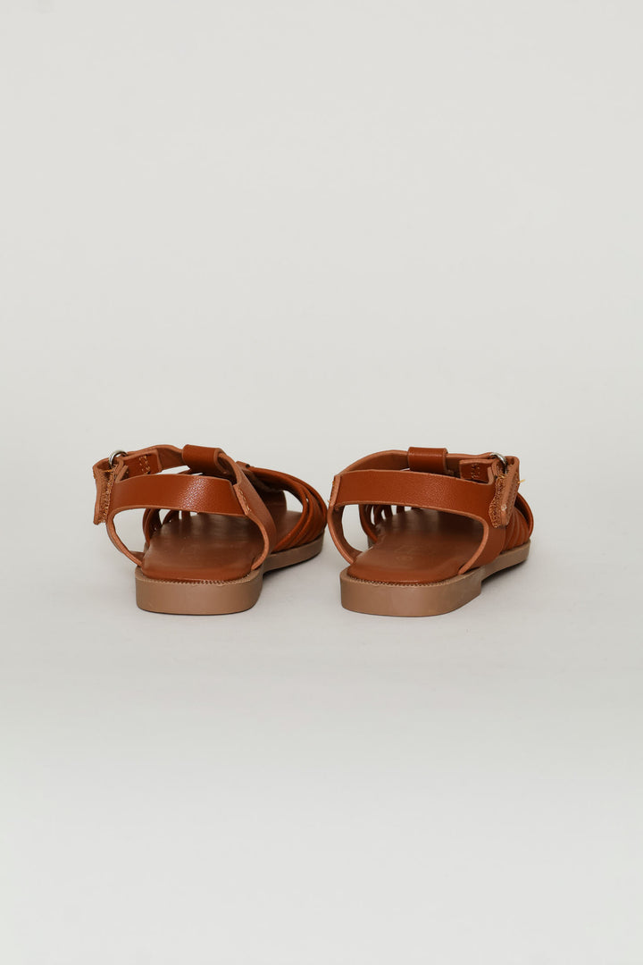 Pre-Girls Multi Strap Fisherman Sandal - Tan