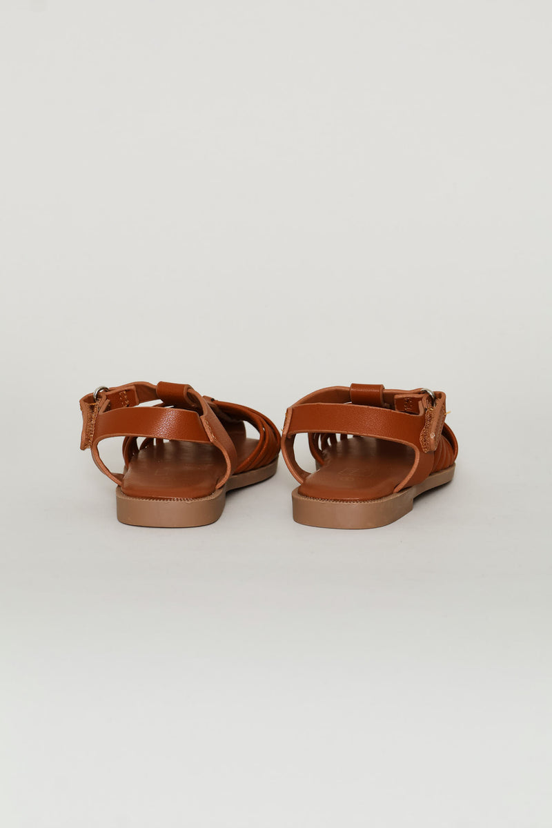 Pre-Girls Multi Strap Fisherman Sandal - Tan