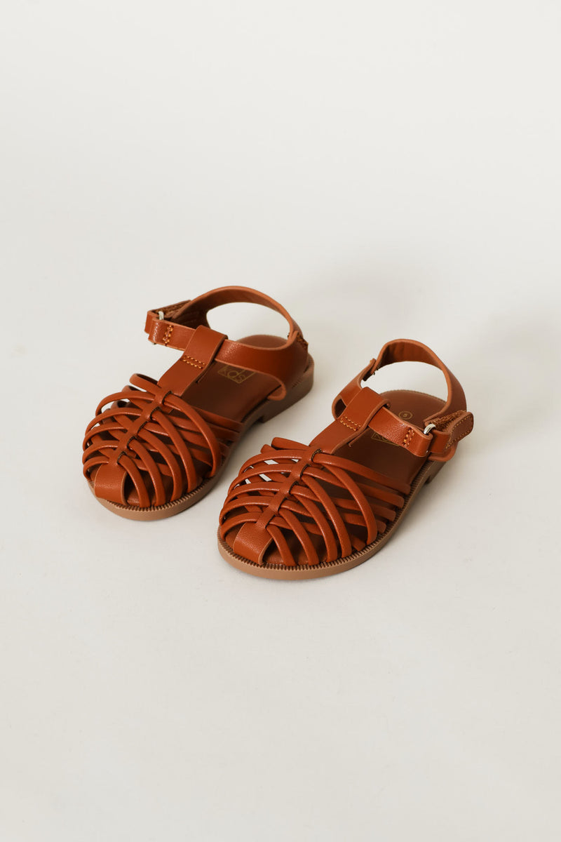 Pre-Girls Multi Strap Fisherman Sandal - Tan