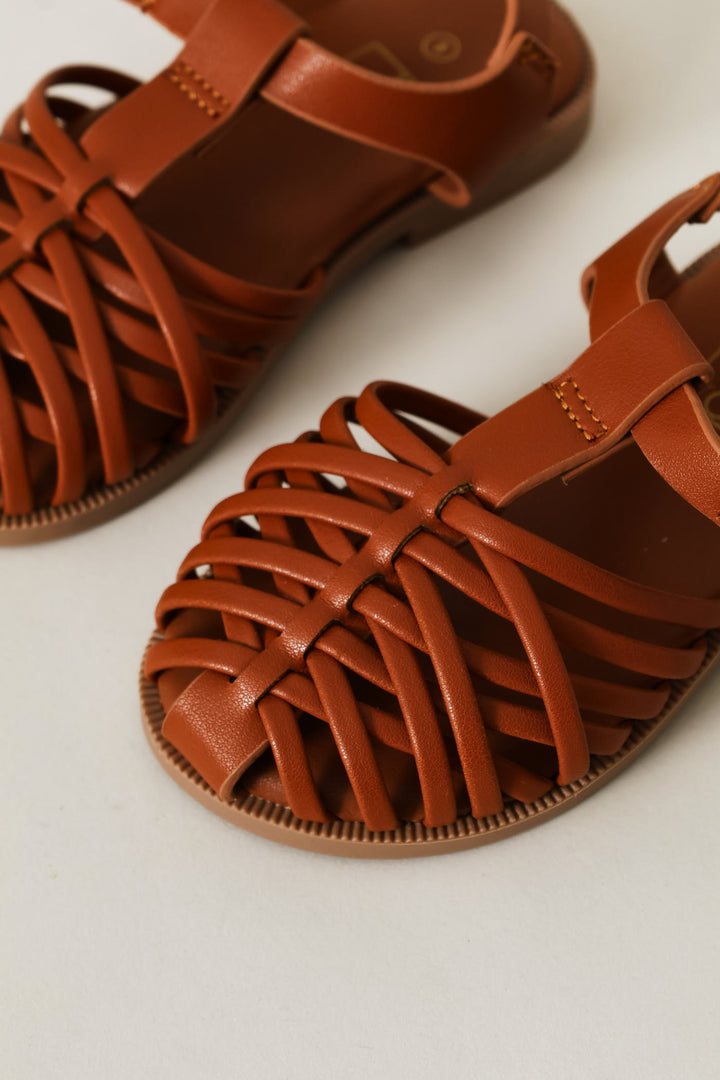 Pre-Girls Multi Strap Fisherman Sandal - Tan