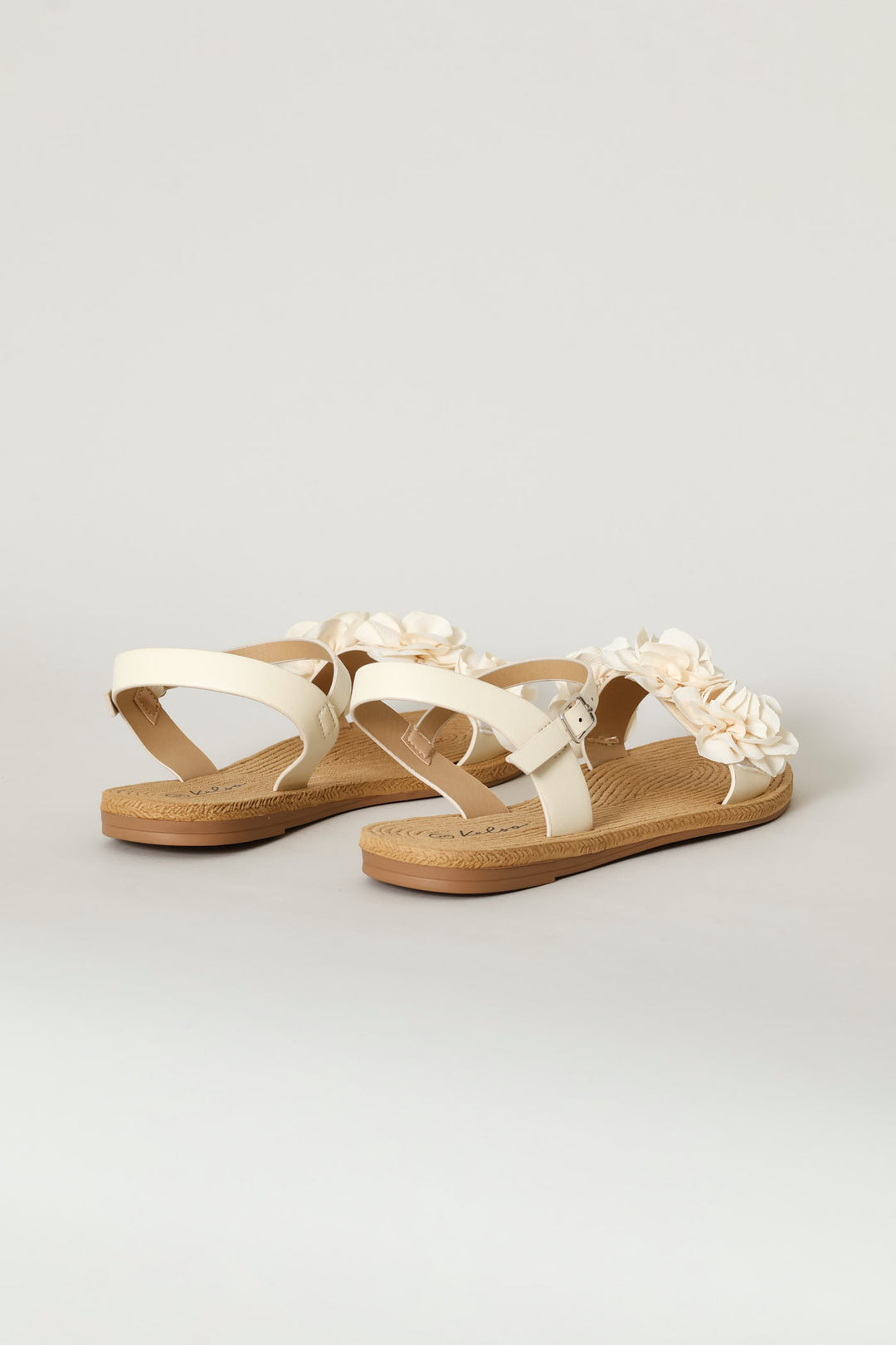 Ankle Strap Flower Mule Sandal - Natural
