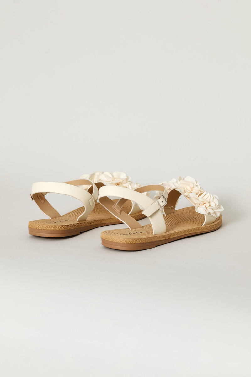 Ankle Strap Flower Mule Sandal - Natural