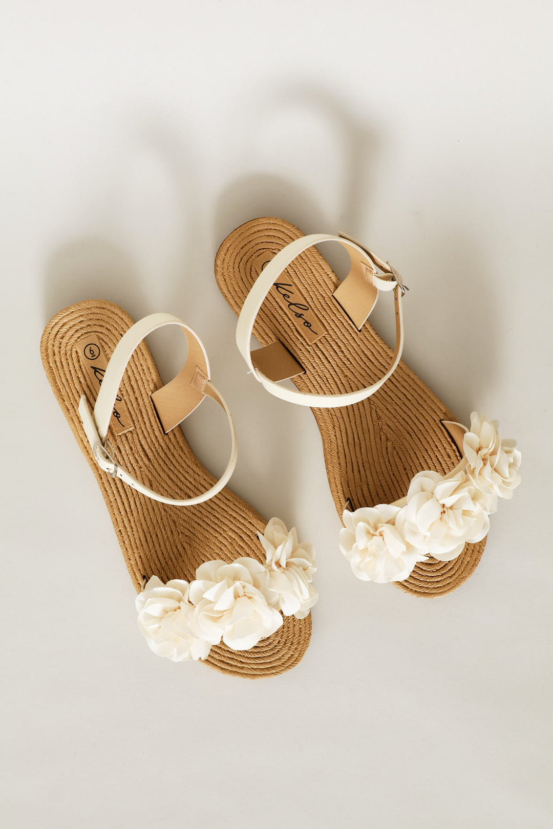 Ankle Strap Flower Mule Sandal - Natural