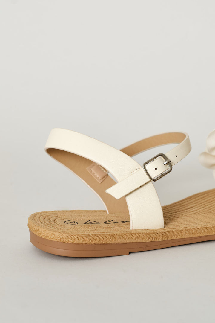 Ankle Strap Flower Mule Sandal - Natural