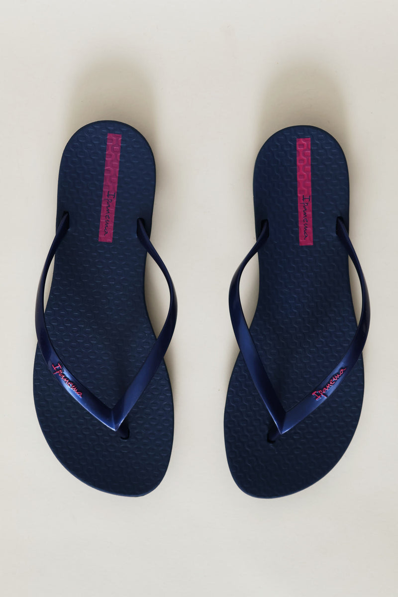 Wave Thong Sandals - Navy