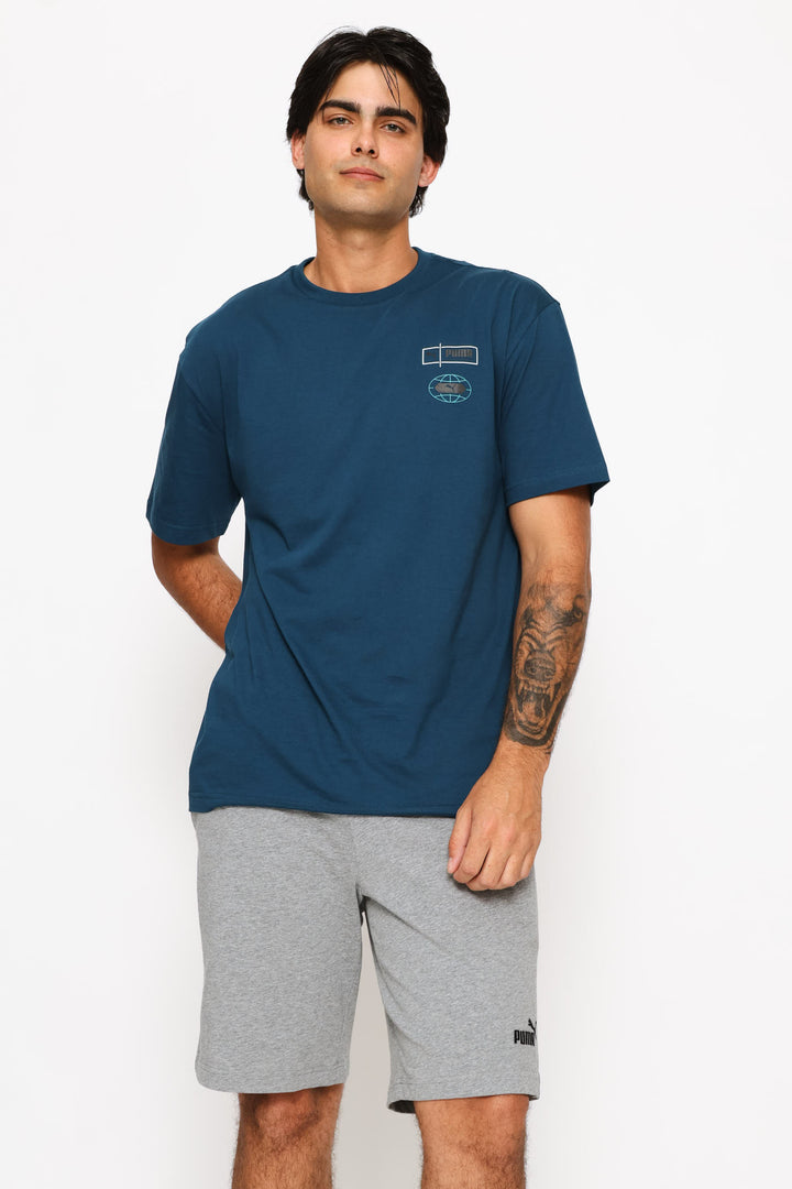 Graphics Relaxed Stacked Tee - Teal