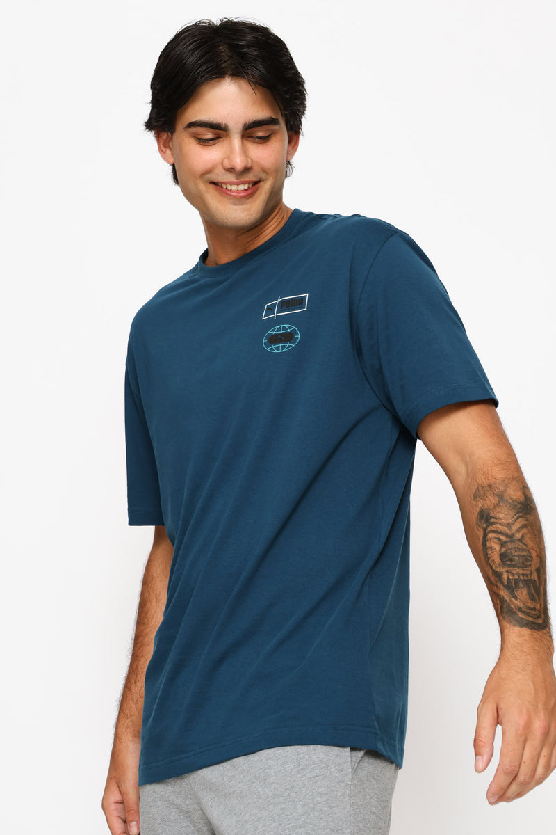 Graphics Relaxed Stacked Tee - Teal