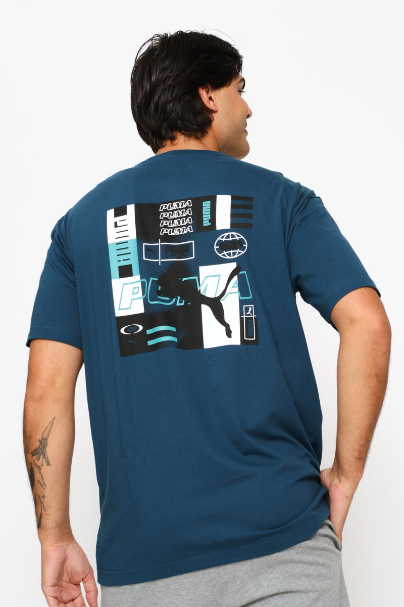 Graphics Relaxed Stacked Tee - Teal