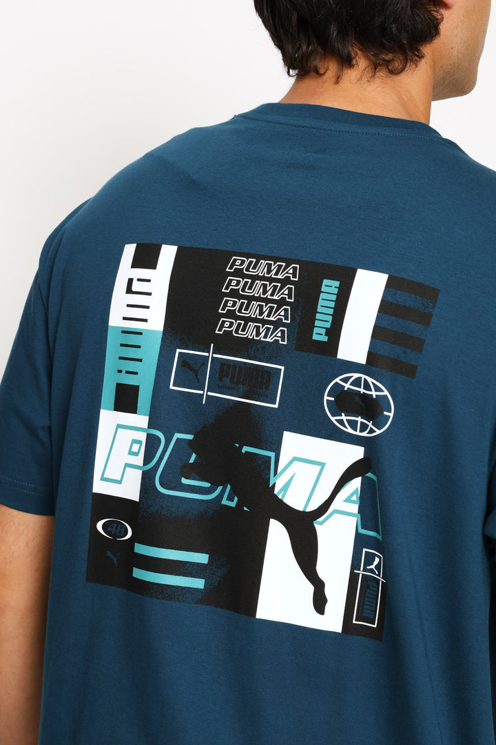 Graphics Relaxed Stacked Tee - Teal