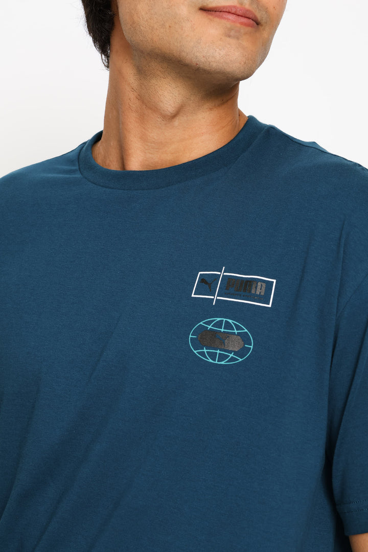 Graphics Relaxed Stacked Tee - Teal