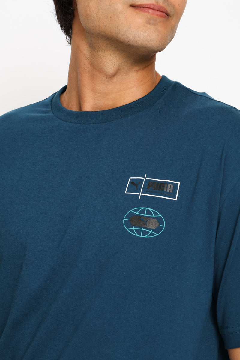 Graphics Relaxed Stacked Tee - Teal