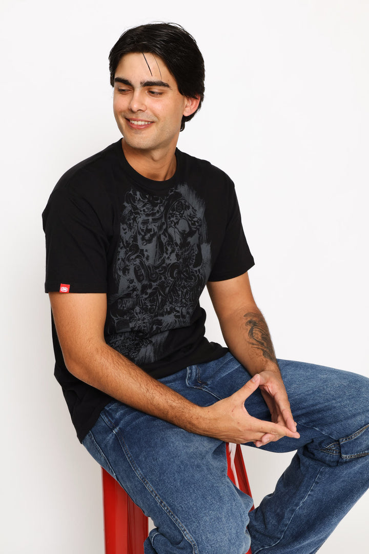 Skull Print Tee - Black