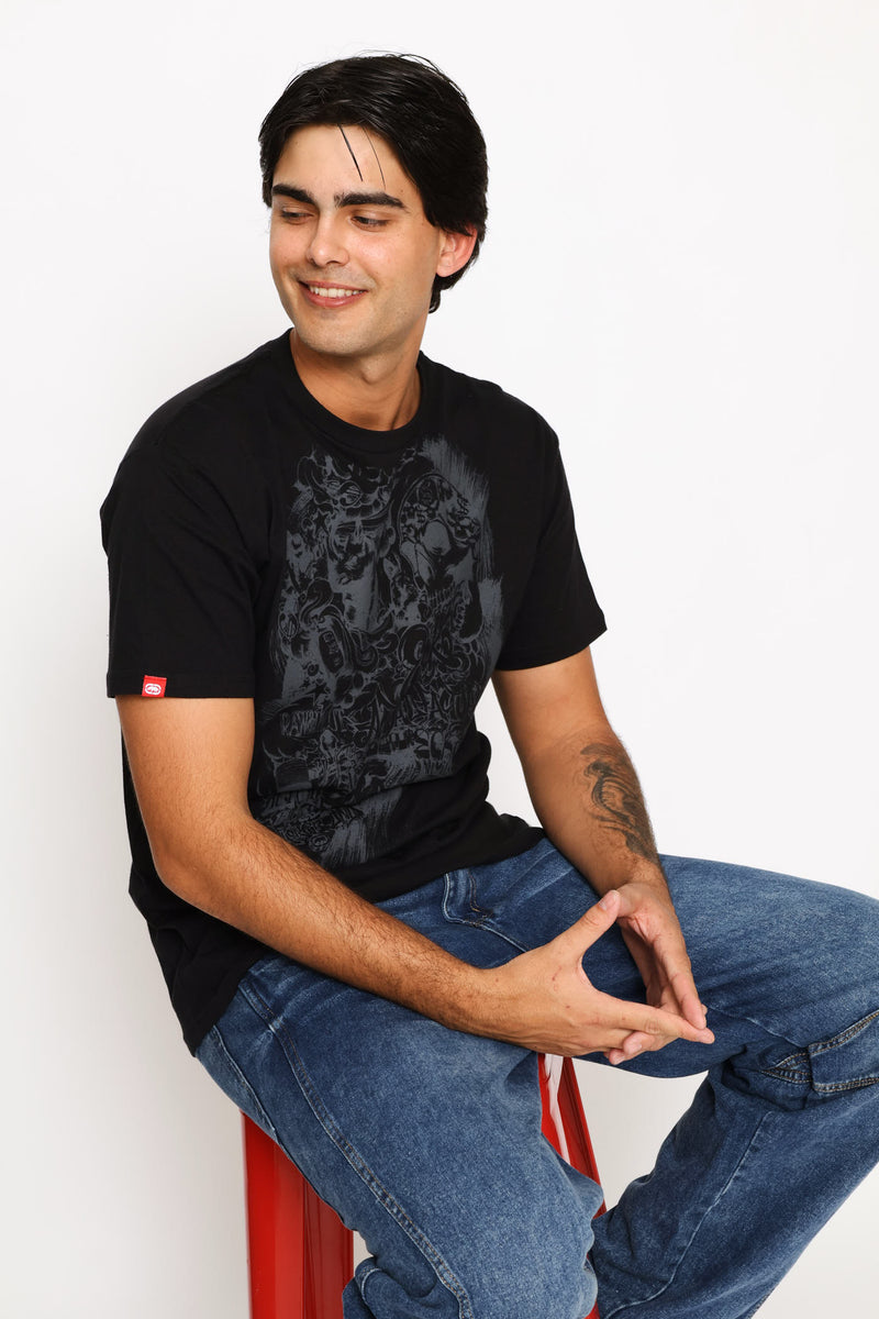 Skull Print Tee - Black