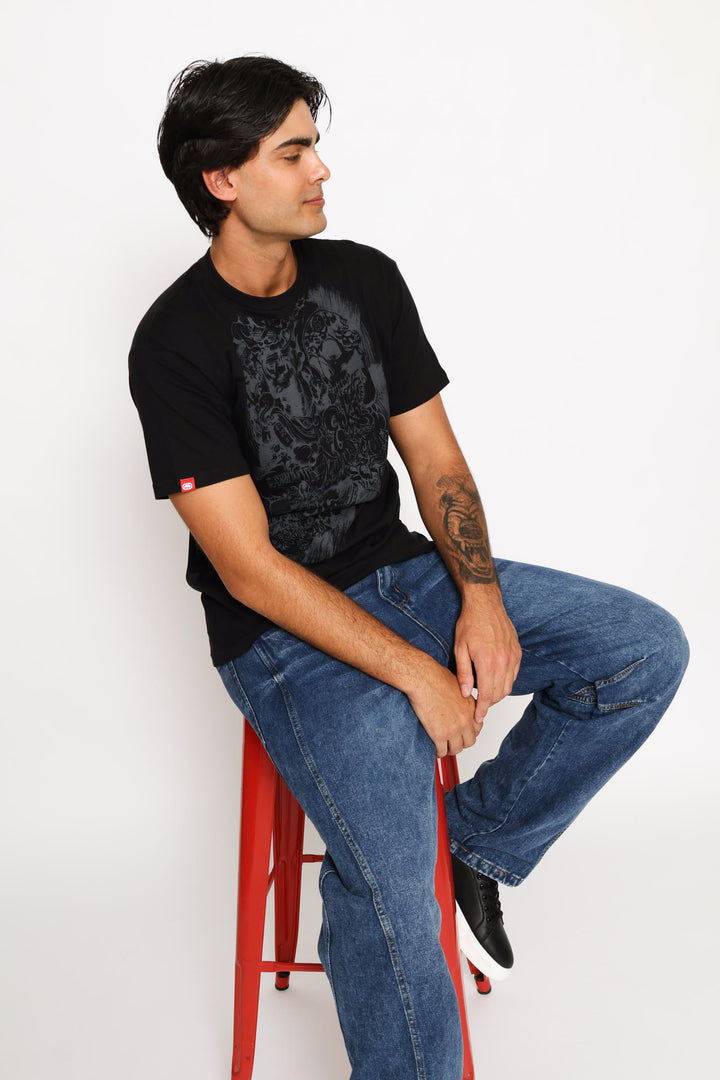 Skull Print Tee - Black