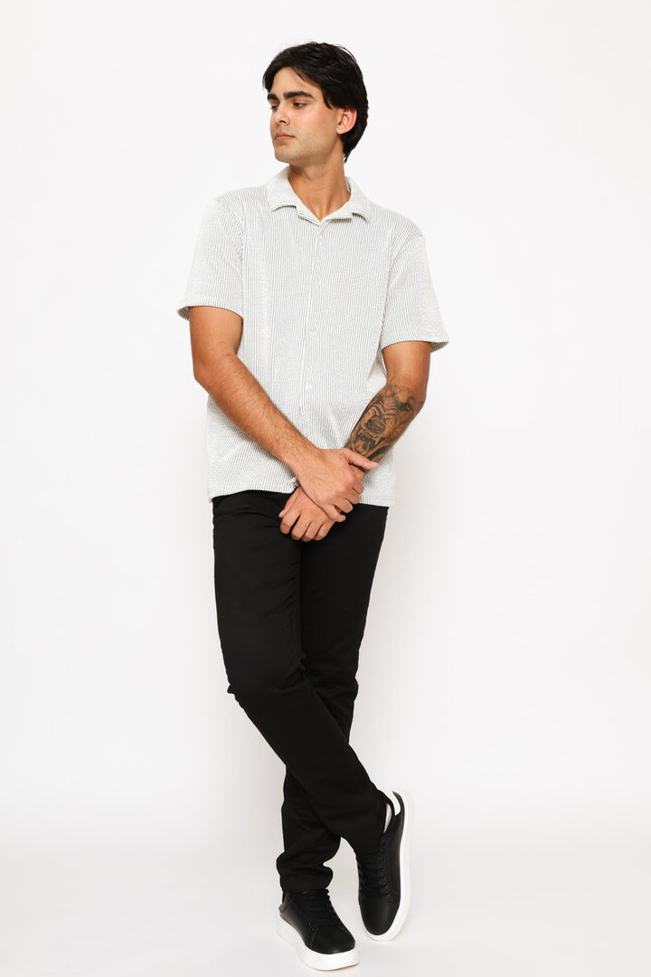 Seersucker Shirt - Sage/Ecru